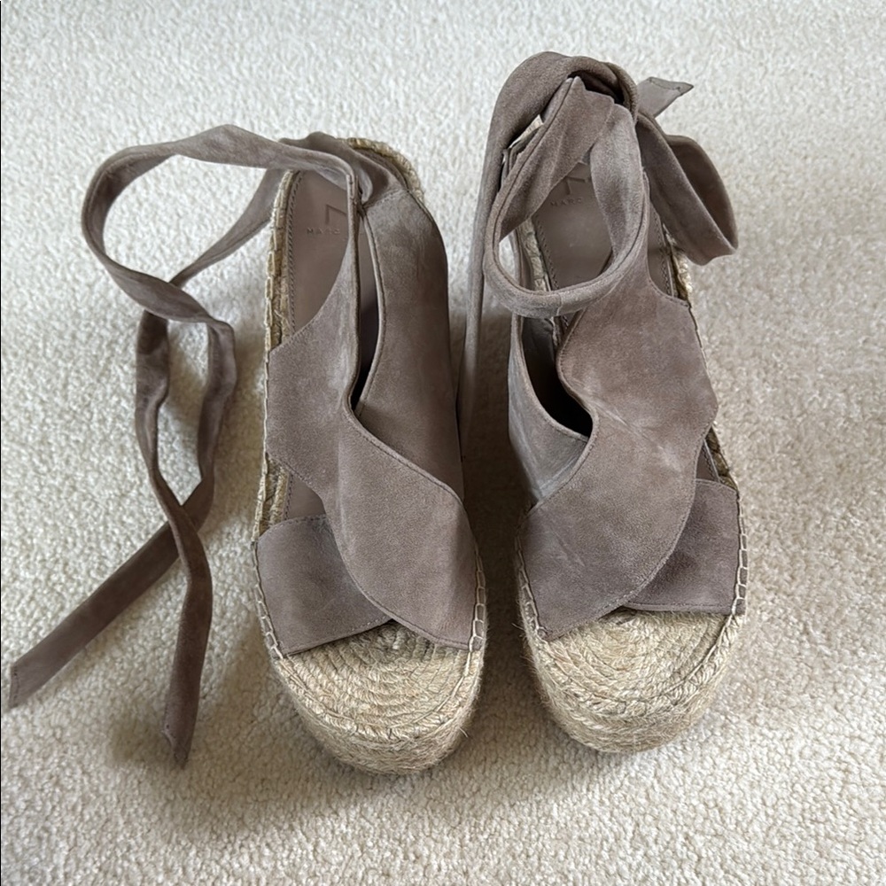 Marc Fisher Tan Suede Sandals ankle wrap sandals